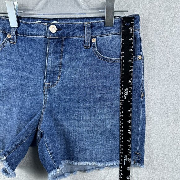 Seven 7 1964 Weekend Denim Shorts Raw Hem Mid Rise Womens Blue Size 12 - Picture 8 of 10